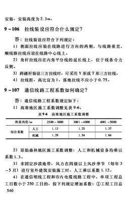 建筑工程造价预算与规范数据库 9-107 通信线路工程系数如何确定？